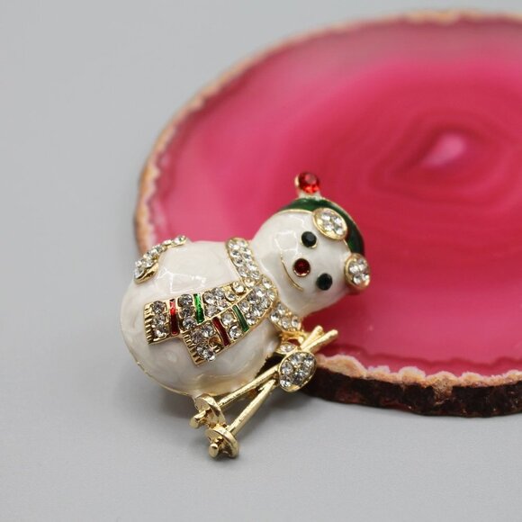 Snowman Holidays Christmas pin brooch jewelry fashion cute adorable red green - Picture 2 of 11